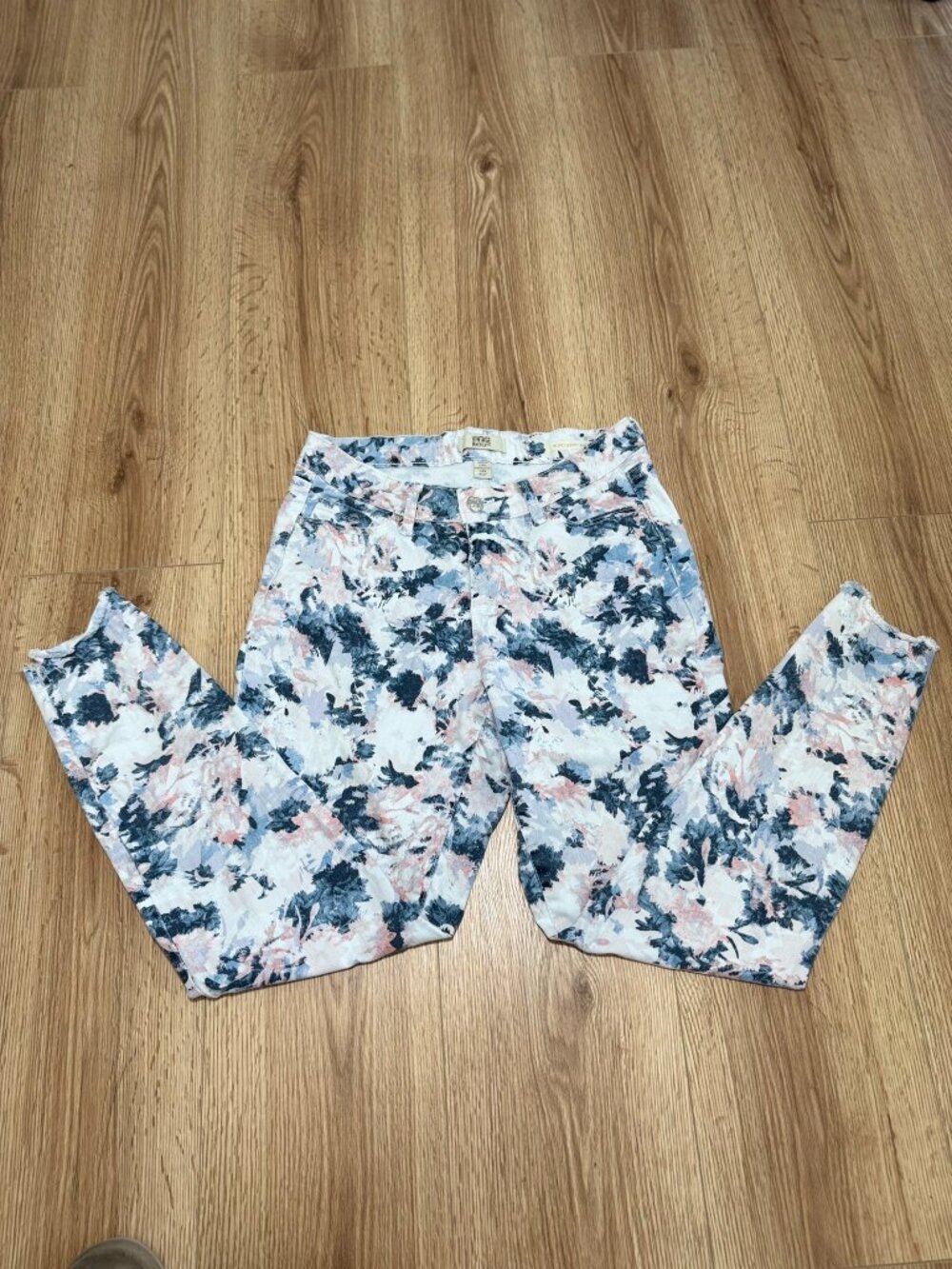 Vintage America Blues Boho Skinny Ankle Jeans Floral Size 4 27 Raw Hem